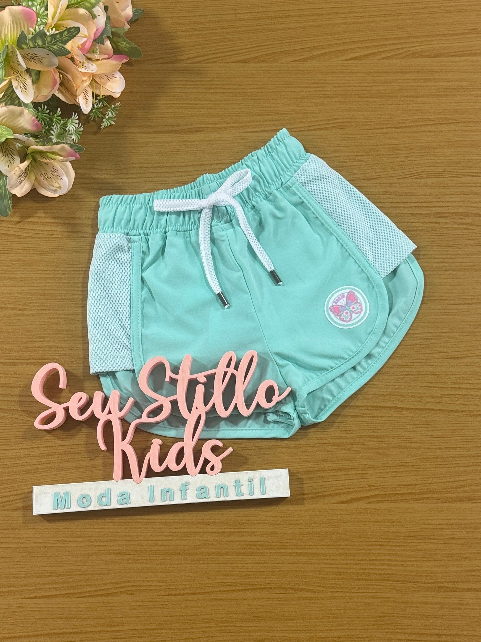 Shorts Infantil Kukie Verão Nylon Azul