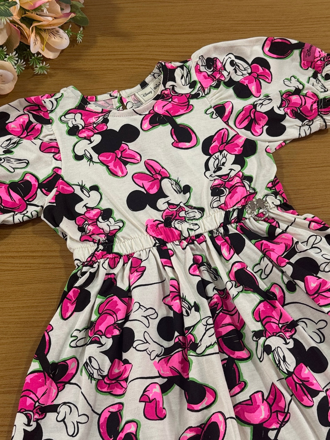 Vestido Infantil Animê Verão Minnie Rosa Disney