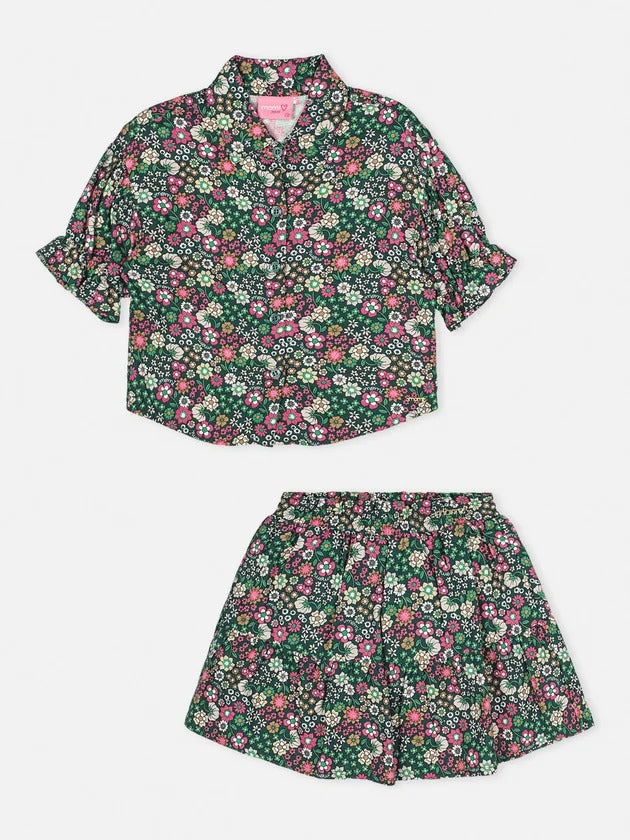 Conjunto Infantil Momi Inverno Com Saia Flores De Jardim