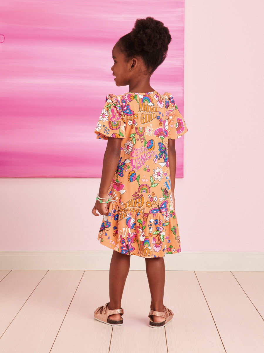 Vestido Infantil Momi Verão Manga Curta Caramelo Mundo Encantado
