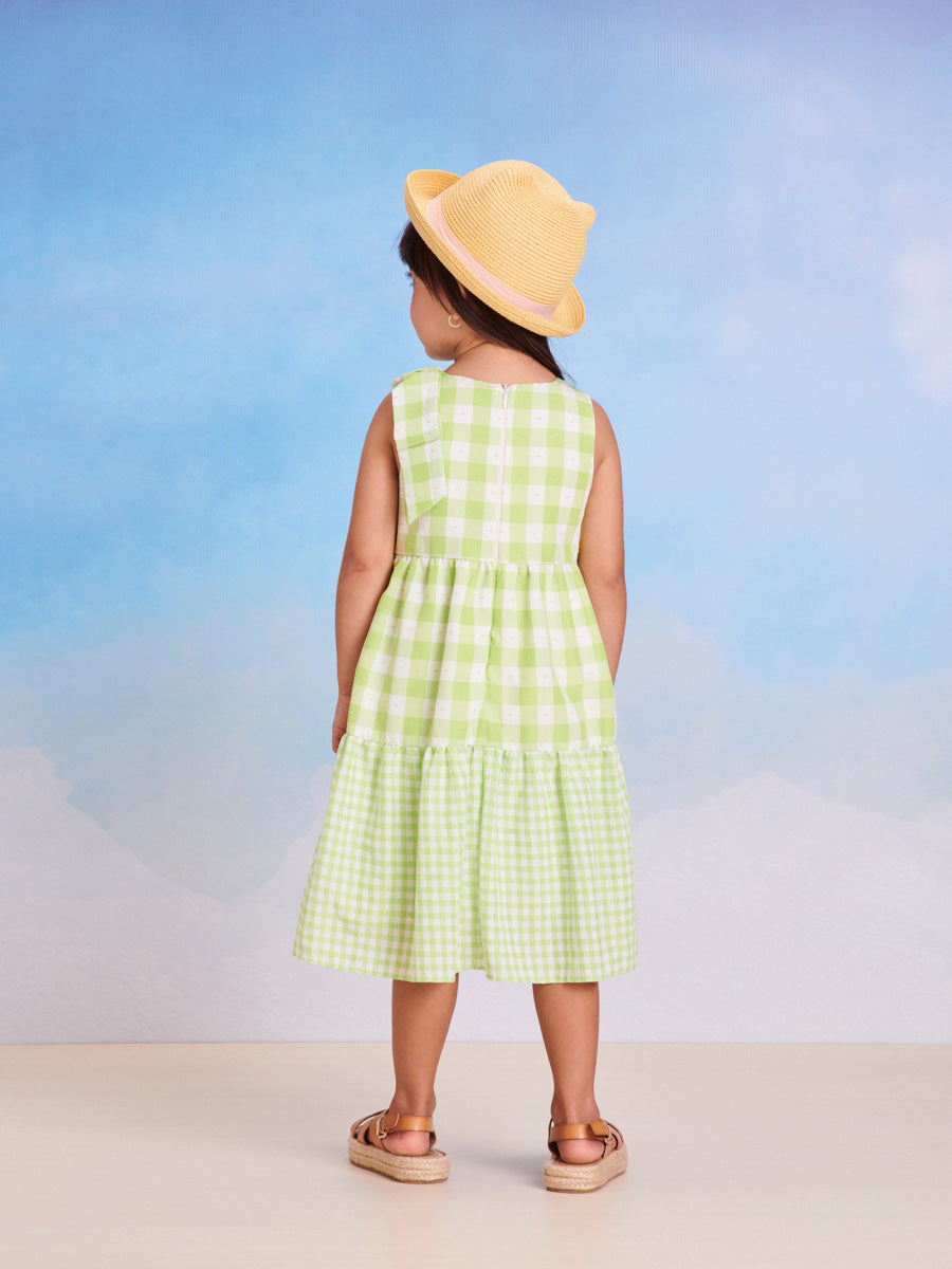 Vestido Infantil Momi Verão Xadrez Verde