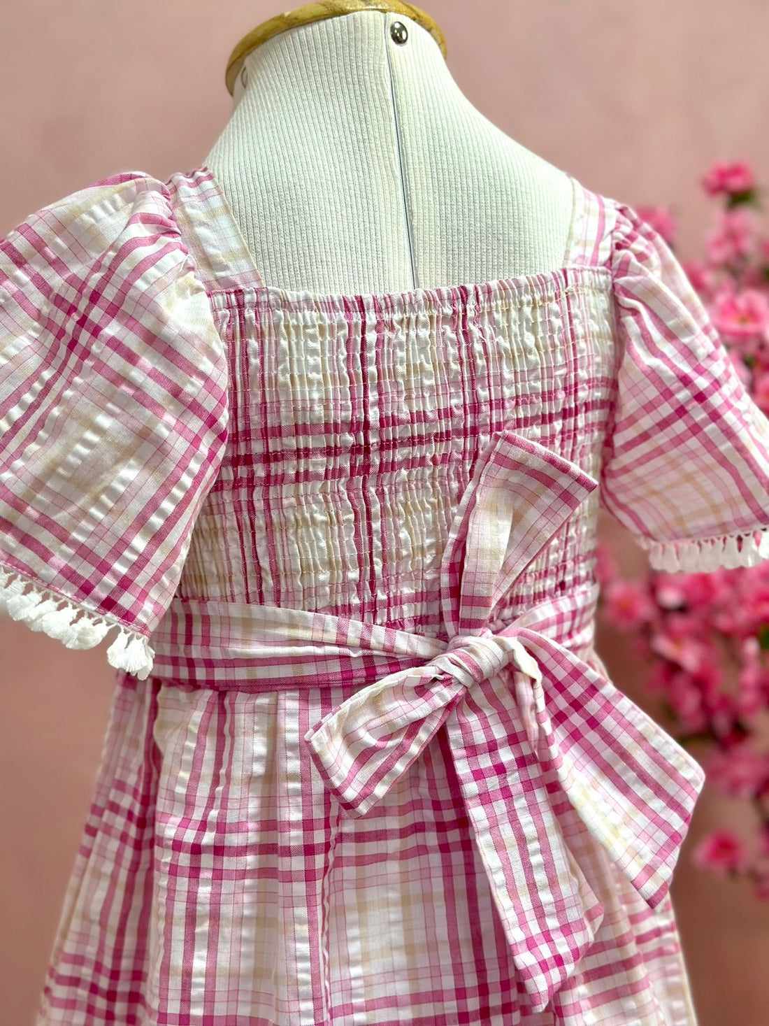 Vestido Infantil Momi Verão Xadrez Rosa