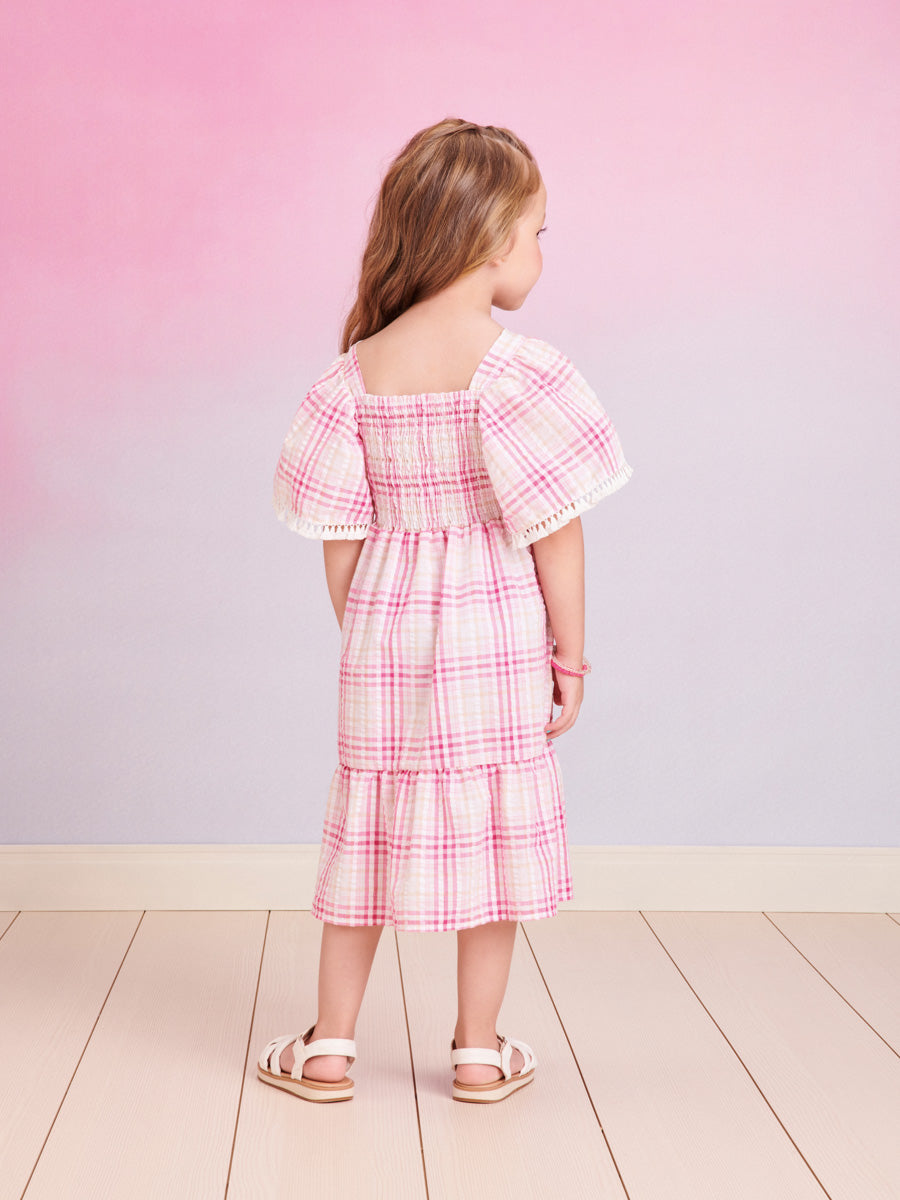 Vestido Infantil Momi Verão Xadrez Rosa
