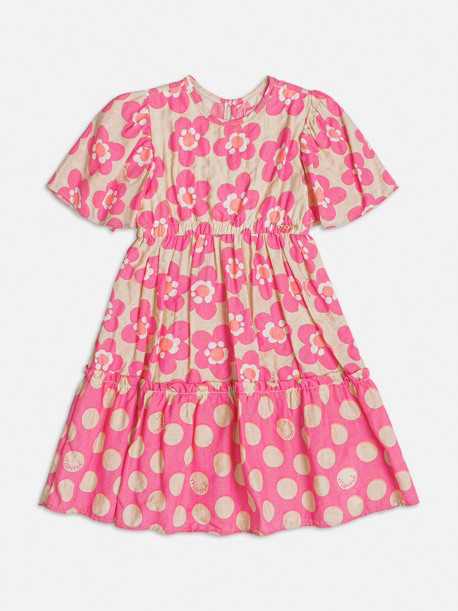 Vestido Infantil Momi Verão Floral Rosa