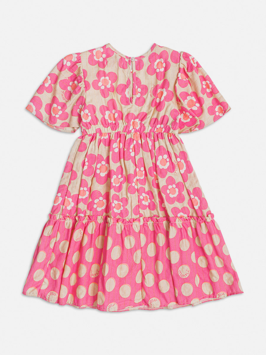 Vestido Infantil Momi Verão Floral Rosa
