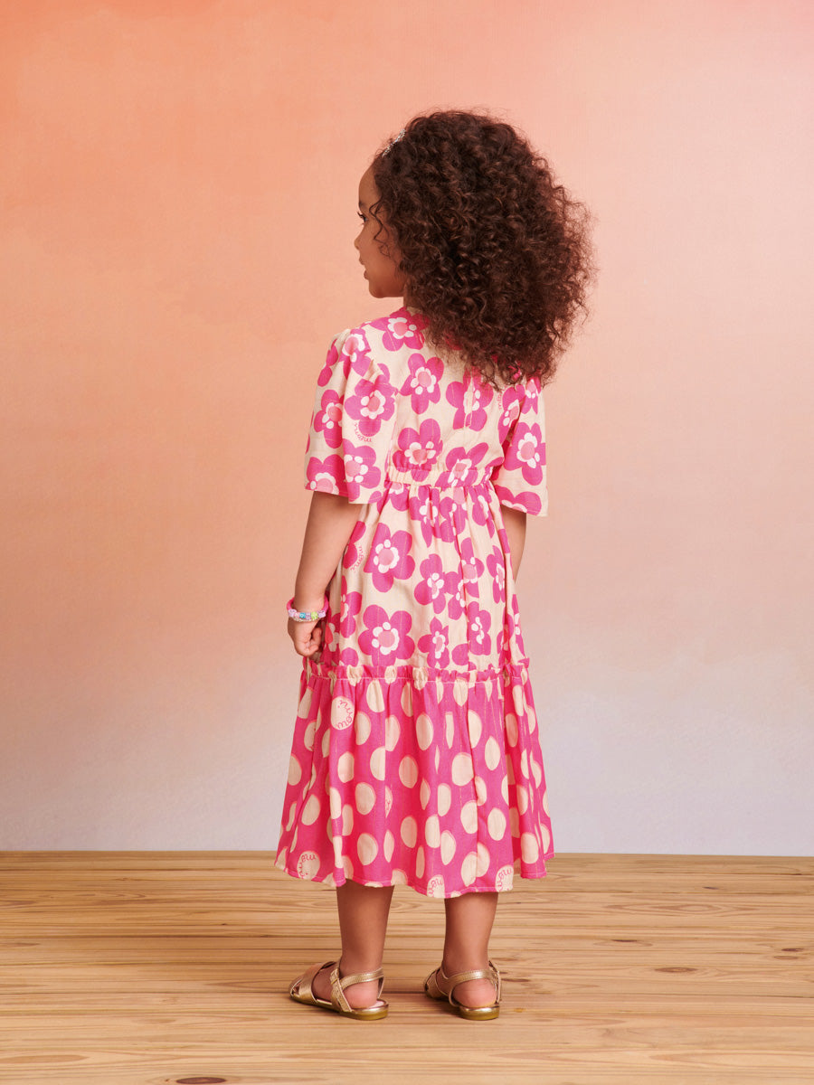 Vestido Infantil Momi Verão Floral Rosa