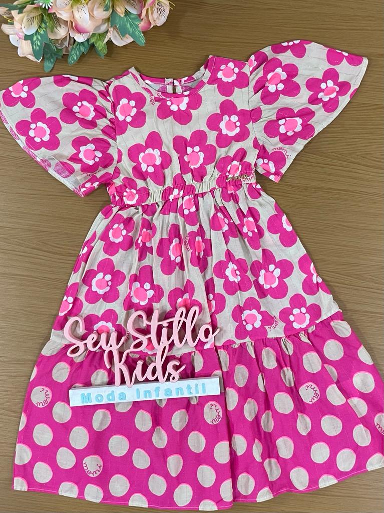 Vestido Infantil Momi Verão Floral Rosa