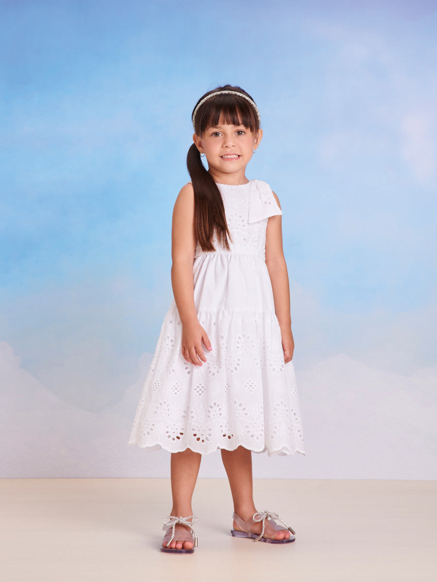 Vestido Infantil Momi Verão Branco Laise
