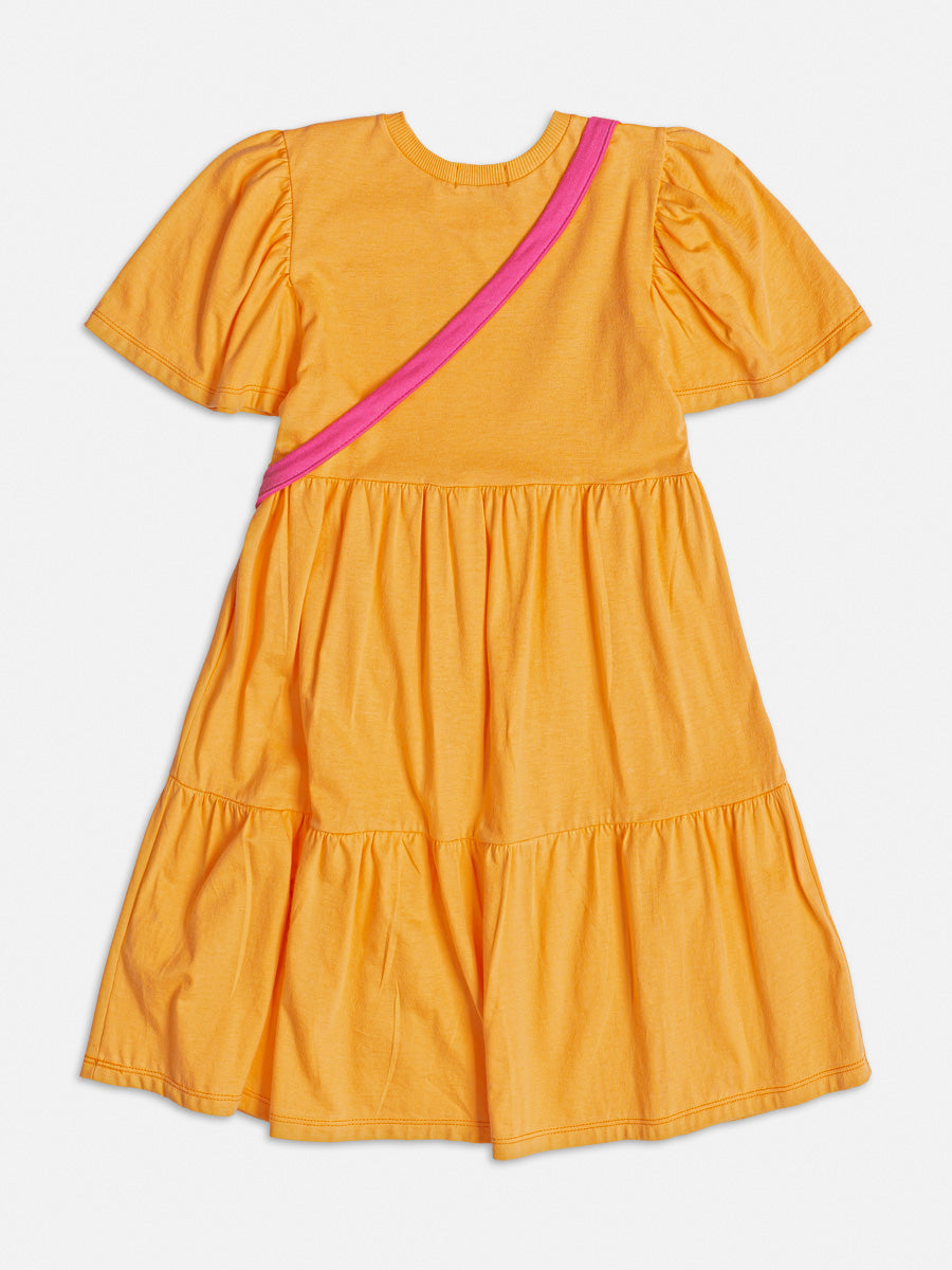 Vestido Infantil Momi Verão Manga Curta Laranja Smile