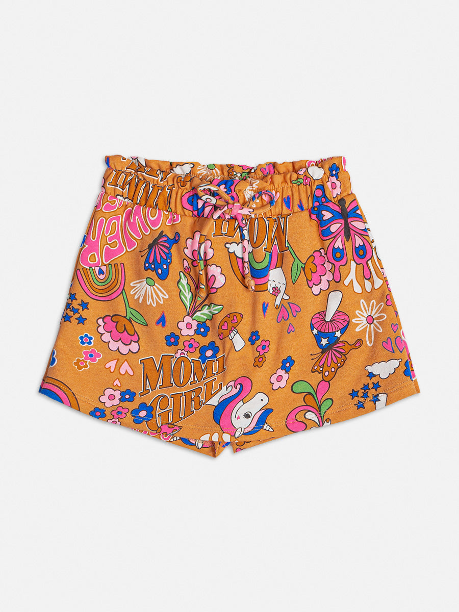 Conjunto Infantil Momi Verão Com Shorts Saia e Blusa Flowers
