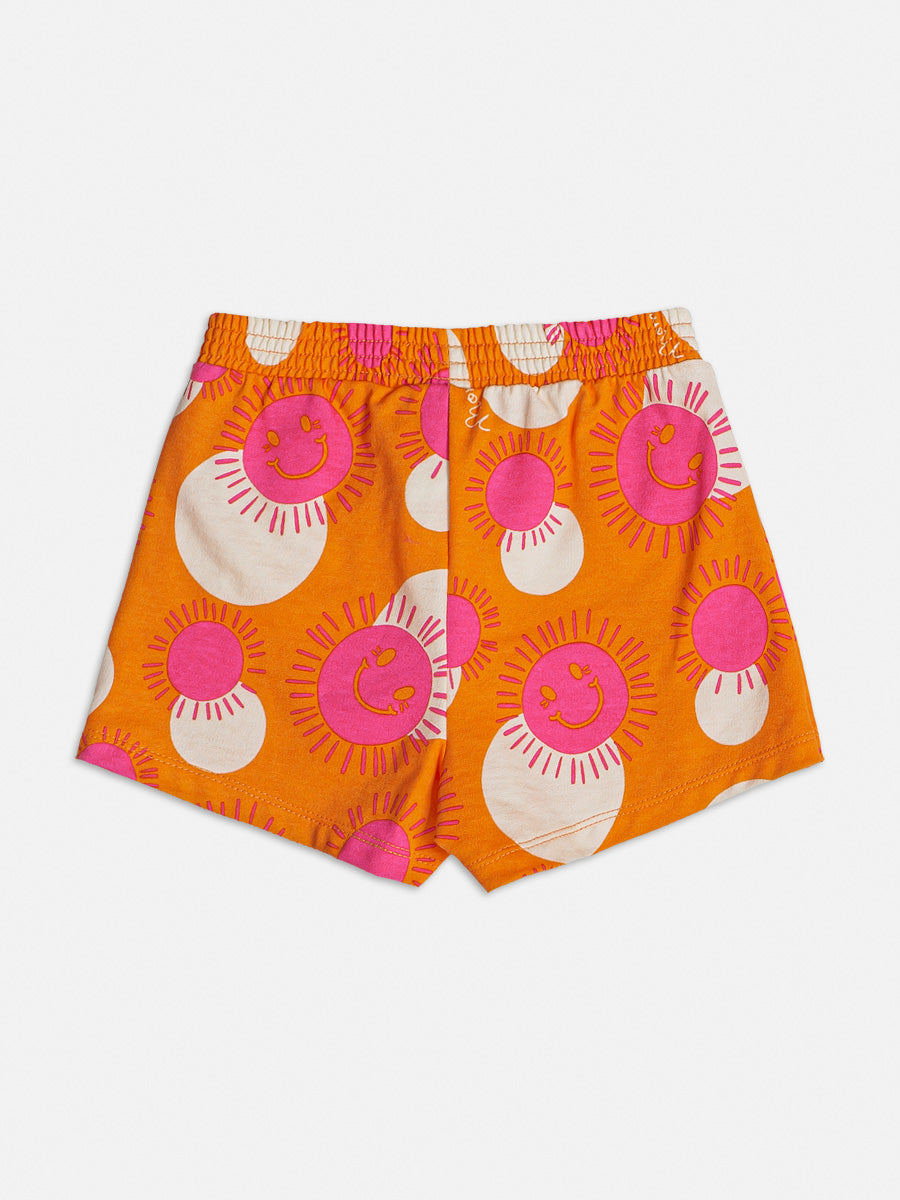 Conjunto Infantil Momi Verão Com Shorts Saia e Blusa Branca Dia Feliz