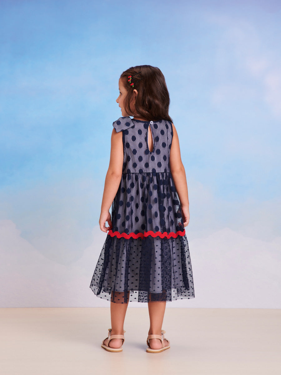 Vestido Infantil Momi Verão Poá com Tule