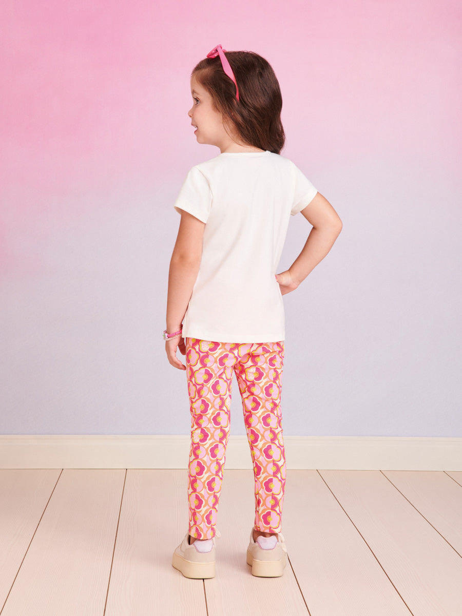 Conjunto Infantil Momi Verão Com Calça e Blusa Branca Fashion