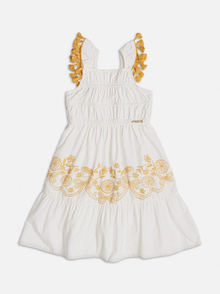 Vestido Infantil Momi Verão Branco Flores