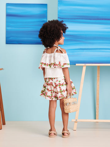 Conjunto Infantil Momi Verão Com Shorts e Blusa Cerejinha