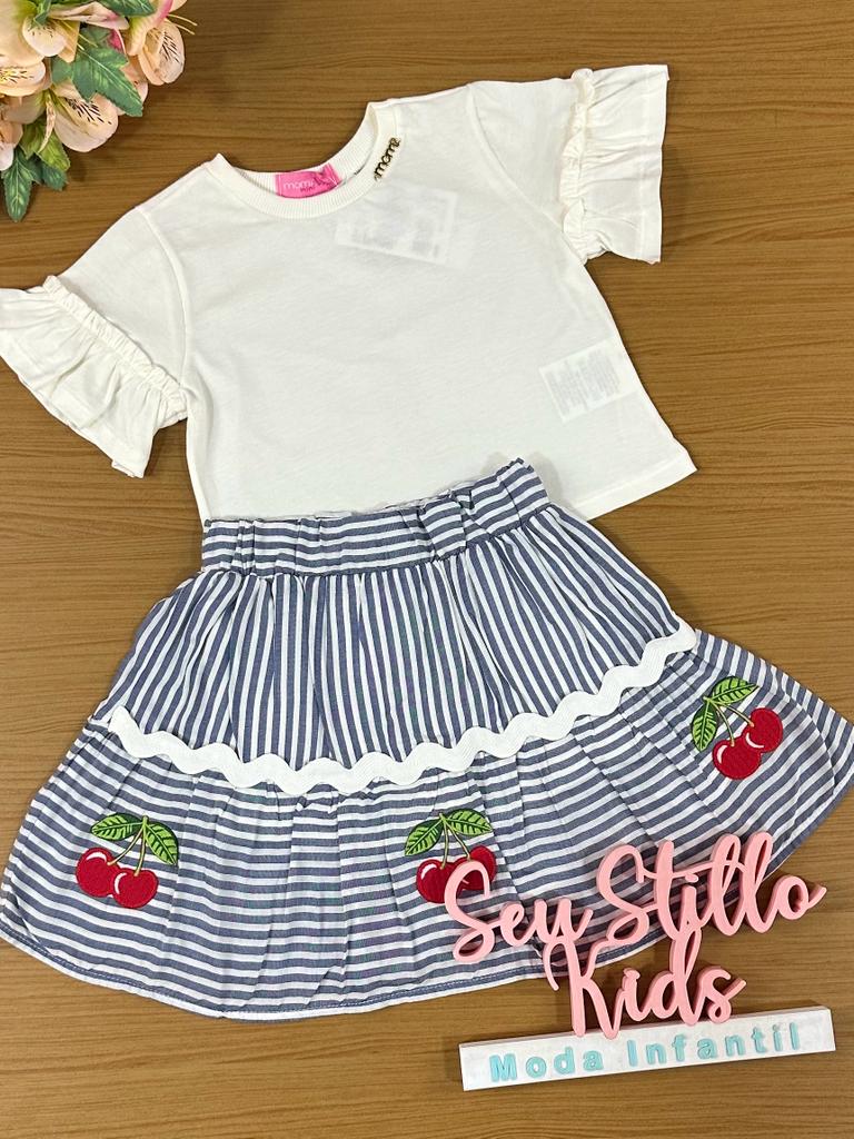 Conjunto Infantil Momi Verão Com Saia e Blusa Cerejinha