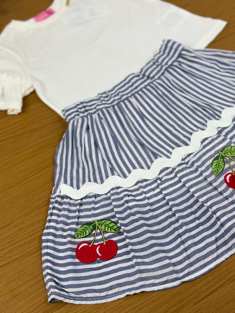 Conjunto Infantil Momi Verão Com Saia e Blusa Cerejinha