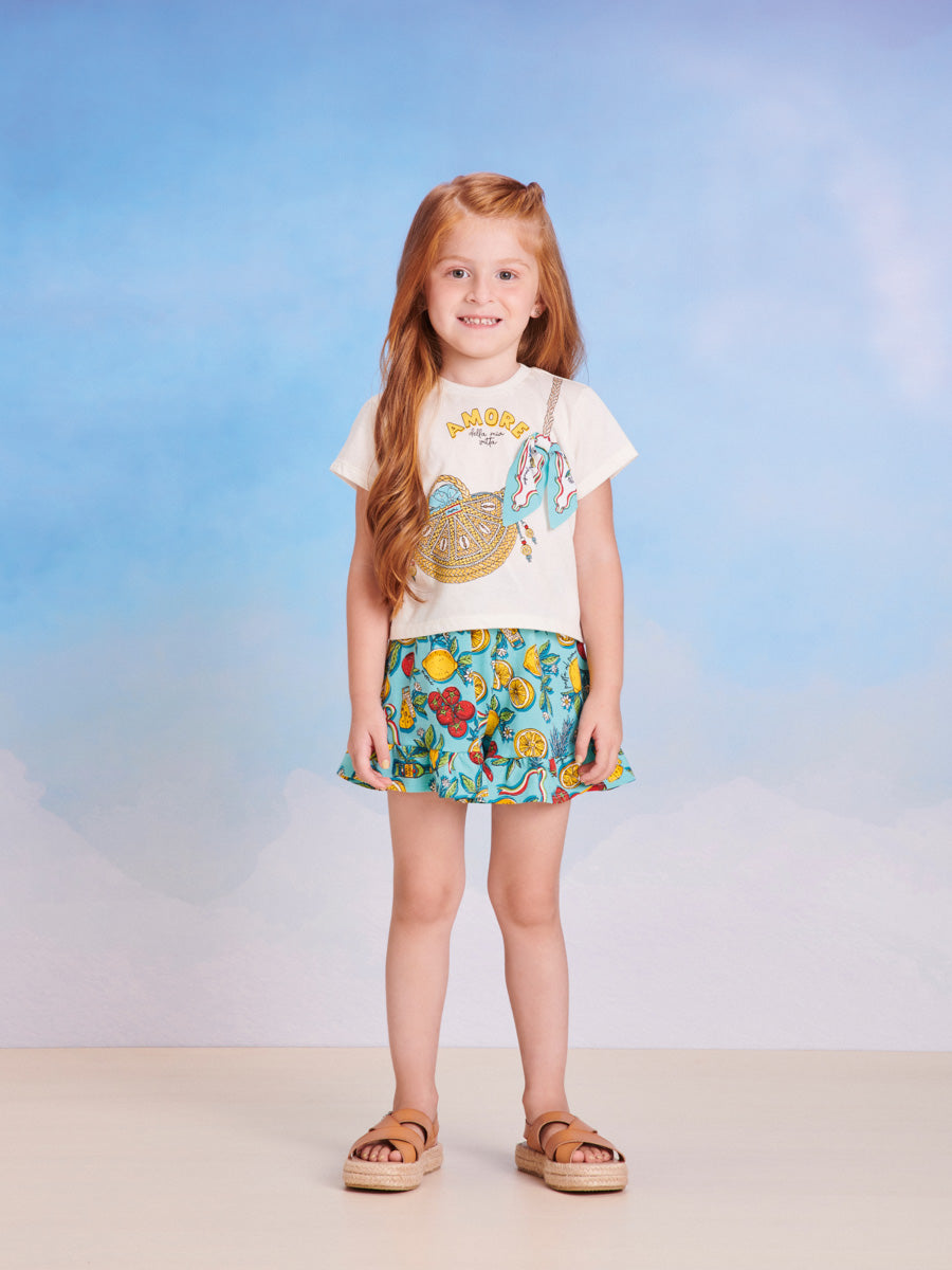 Conjunto Infantil Momi Verão Com Shorts e Blusa Legumes