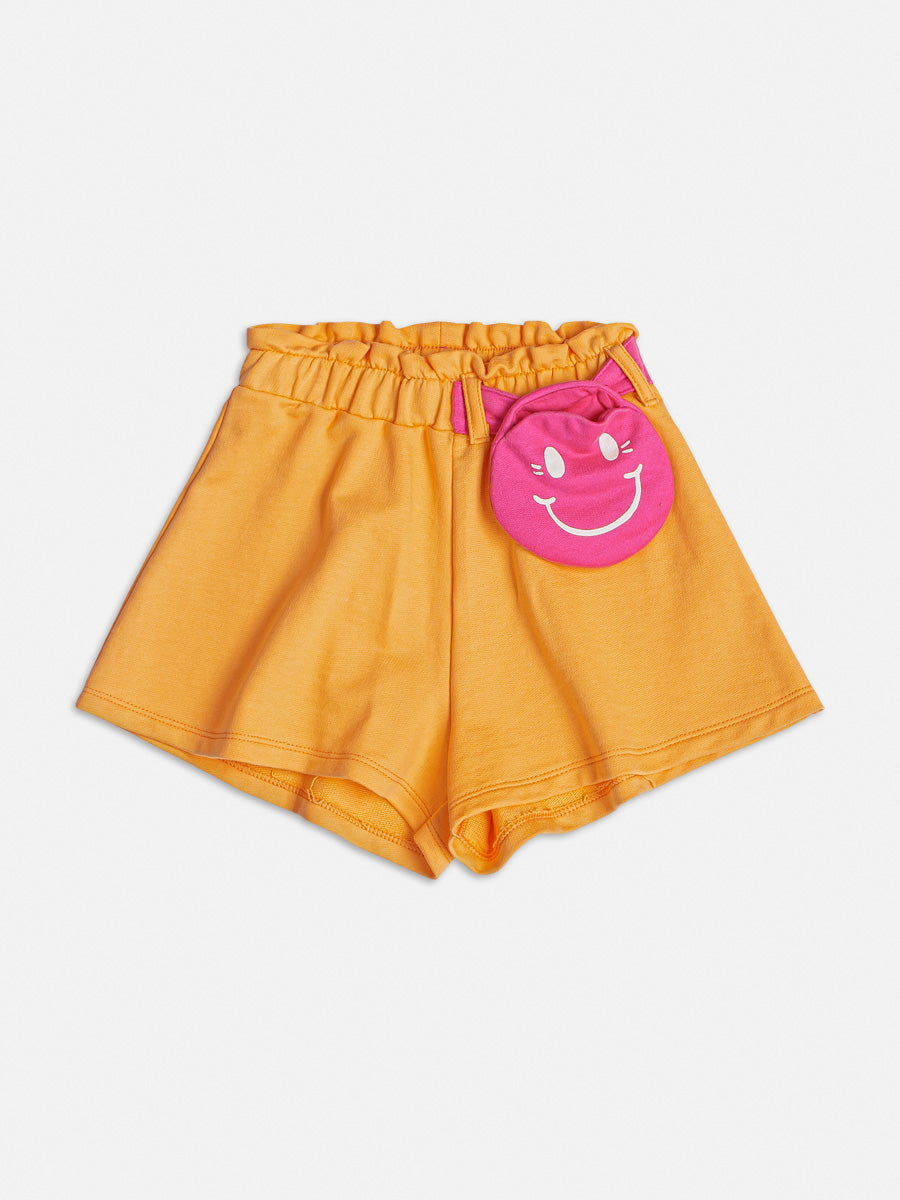 Conjunto Infantil Momi Verão Com Shorts com Pochete e Blusa Branca Smile
