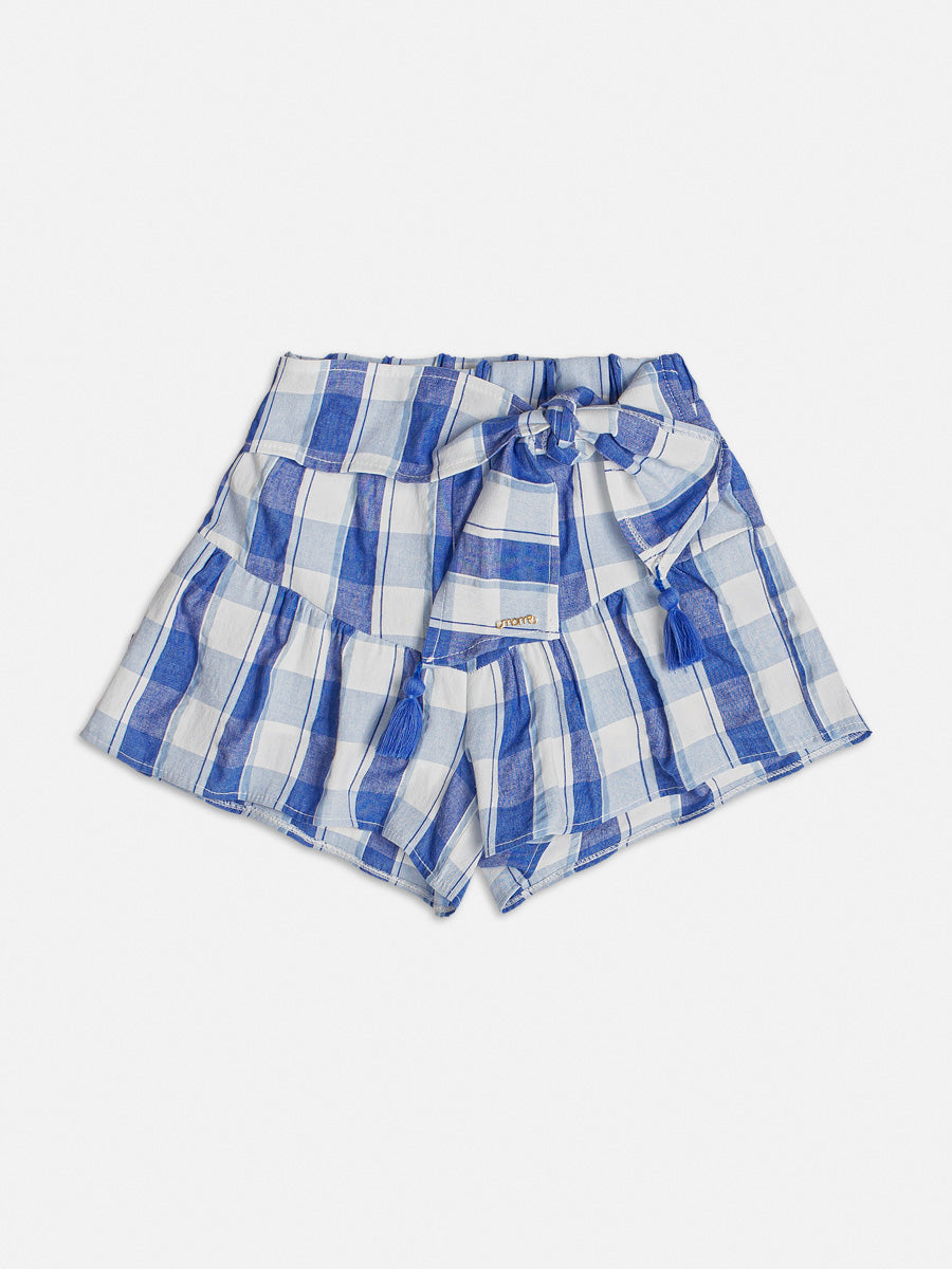 Conjunto Infantil Momi Verão Com Shorts Xadrez e Blusa Branca