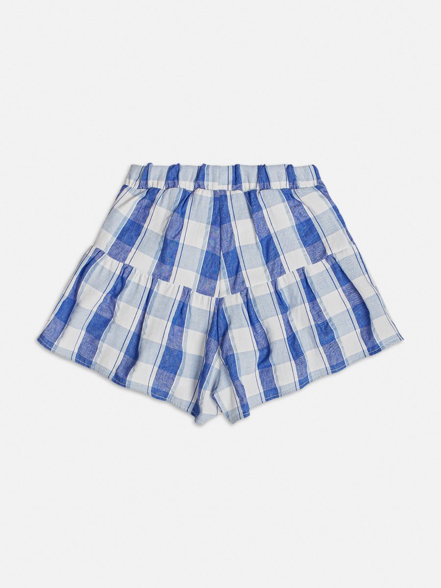 Conjunto Infantil Momi Verão Com Shorts Xadrez e Blusa Branca