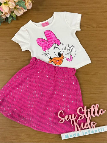 Conjunto Infantil Momi Verão Com Saia e Blusa Margarida