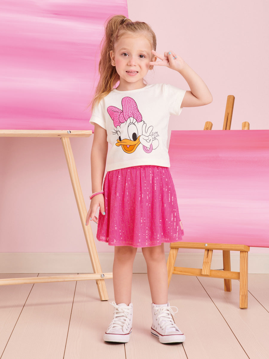 Conjunto Infantil Momi Verão Com Saia e Blusa Margarida