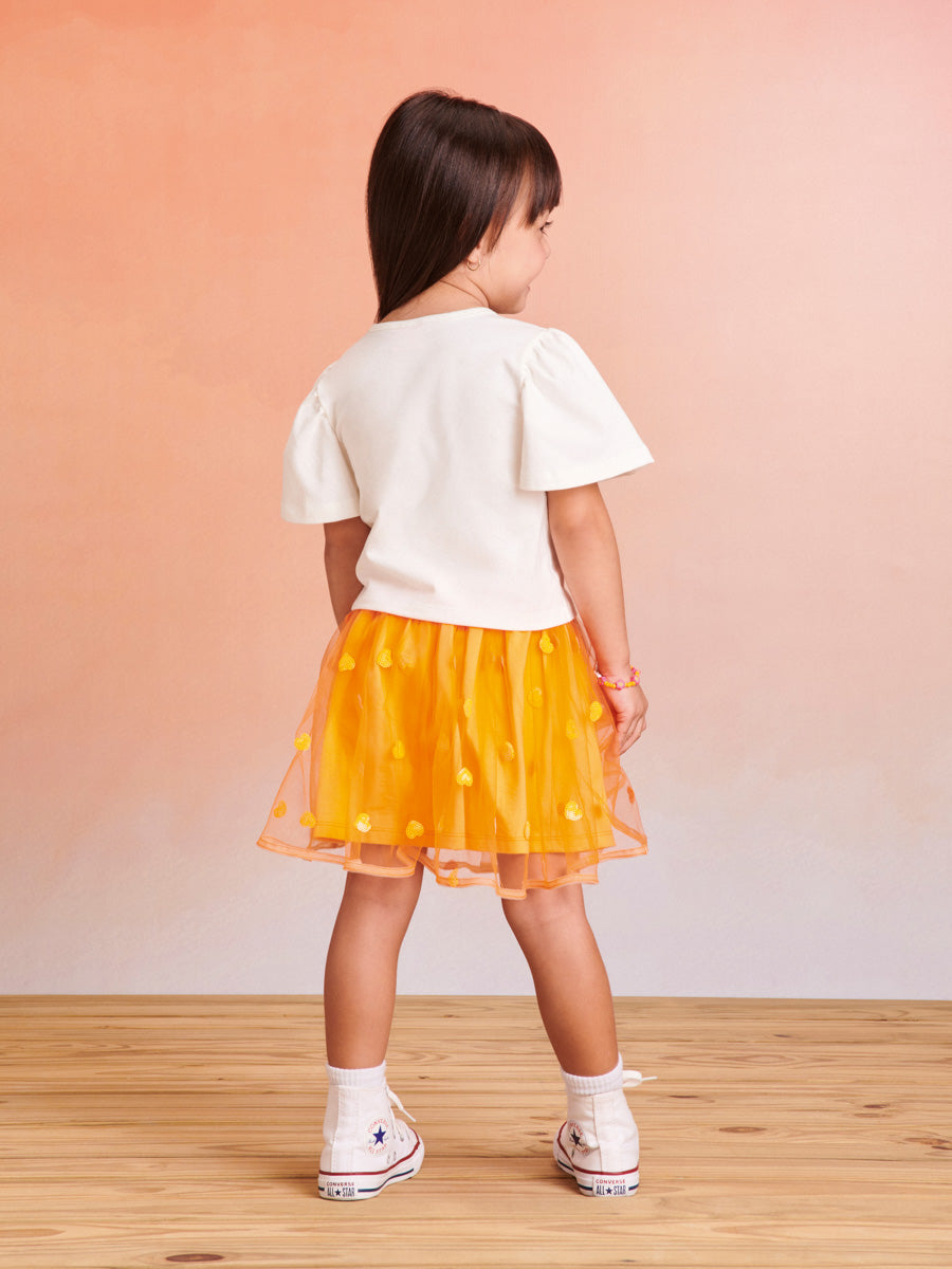 Conjunto Infantil Momi Verão Com Saia e Blusa Corações