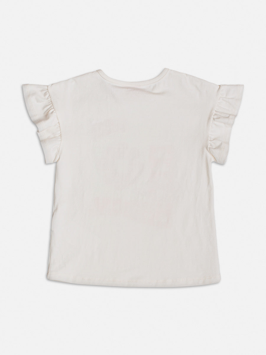 Conjunto Infantil Momi Verão Com Bermuda e Blusa Branca Flores Magicas