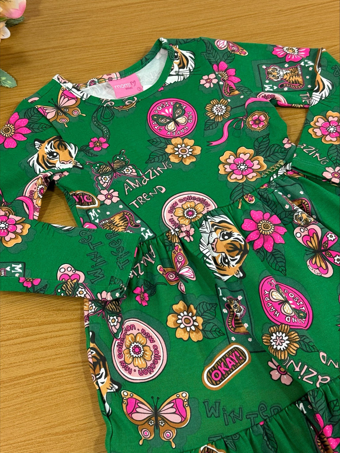 Vestido Infantil Momi Inverno Verde Tigre