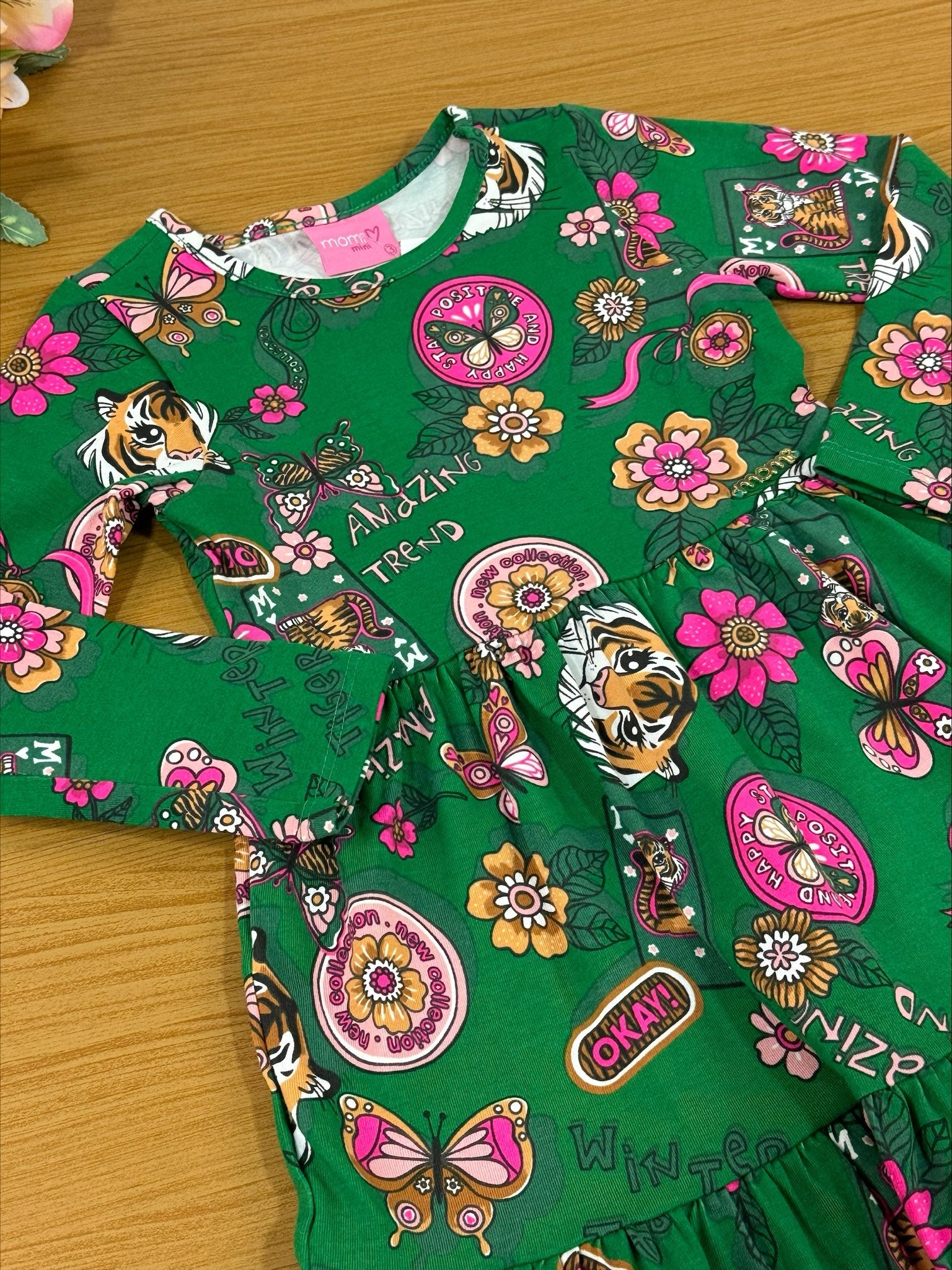 Vestido Infantil Momi Inverno Verde Tigre