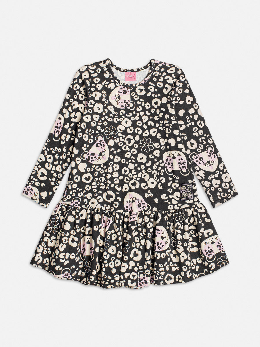 Vestido Infantil Momi Inverno Tigre Preto