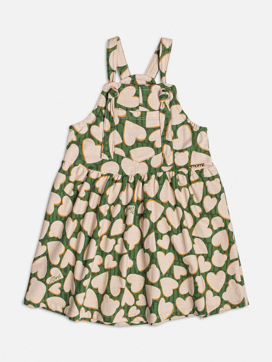 Salopete Infantil Momi Inverno Corações e Blusa Branca