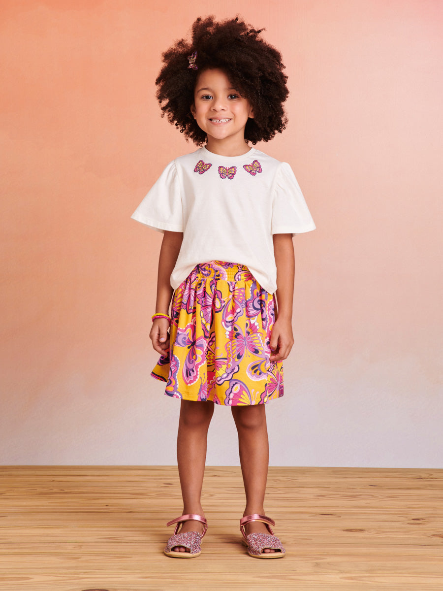 Conjunto Infantil Momi Verão Com Saia e Blusa Borboleta