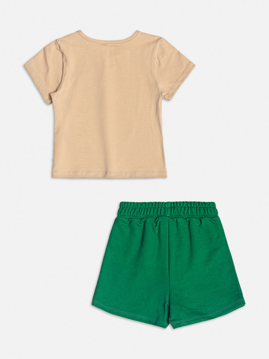 Conjunto Infantil Momi Inverno Shorts Saia e Blusa Manga Curta Tigre