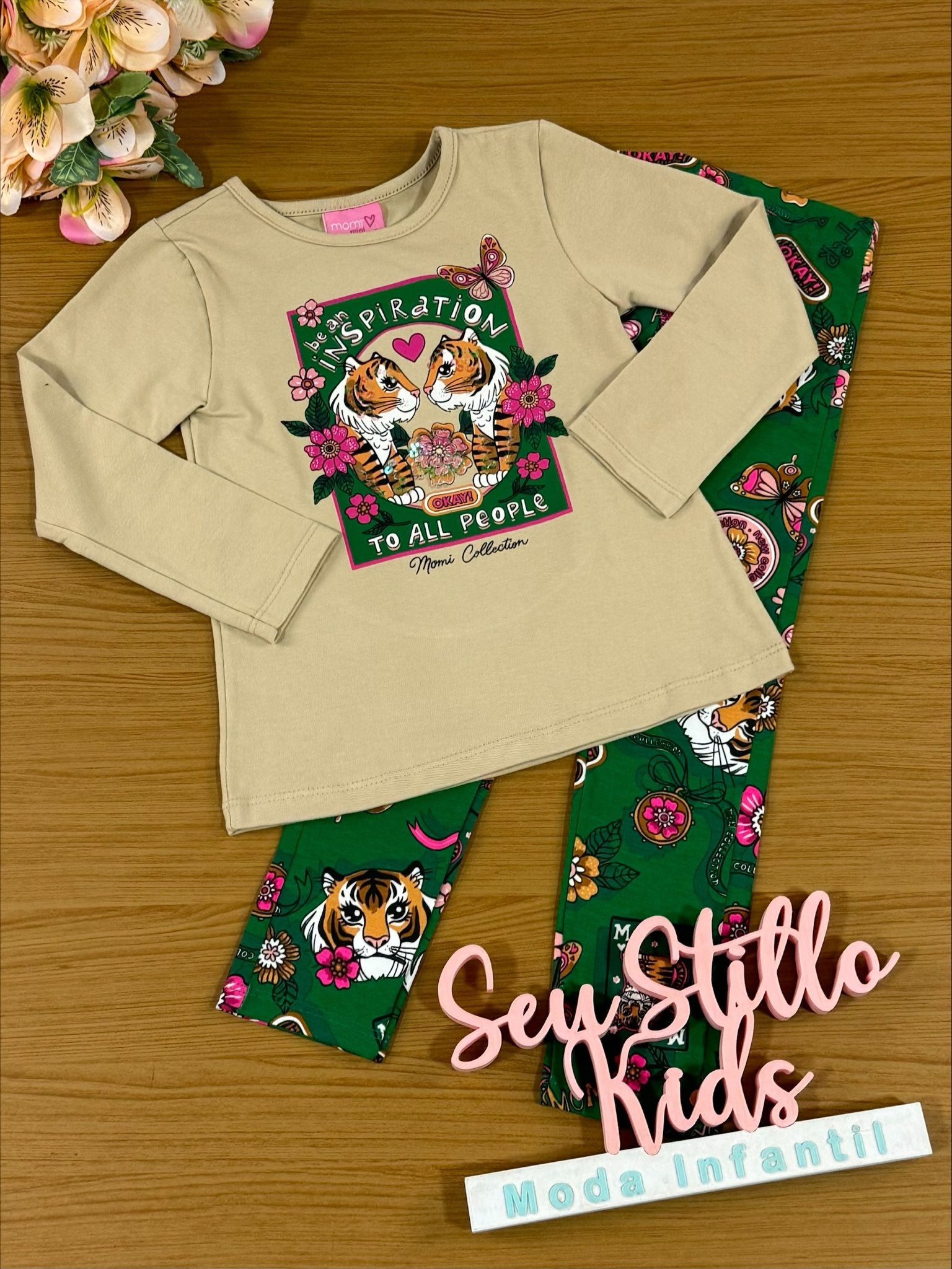 Conjunto Infantil Momi Inverno Legging e Blusa Tigre Love