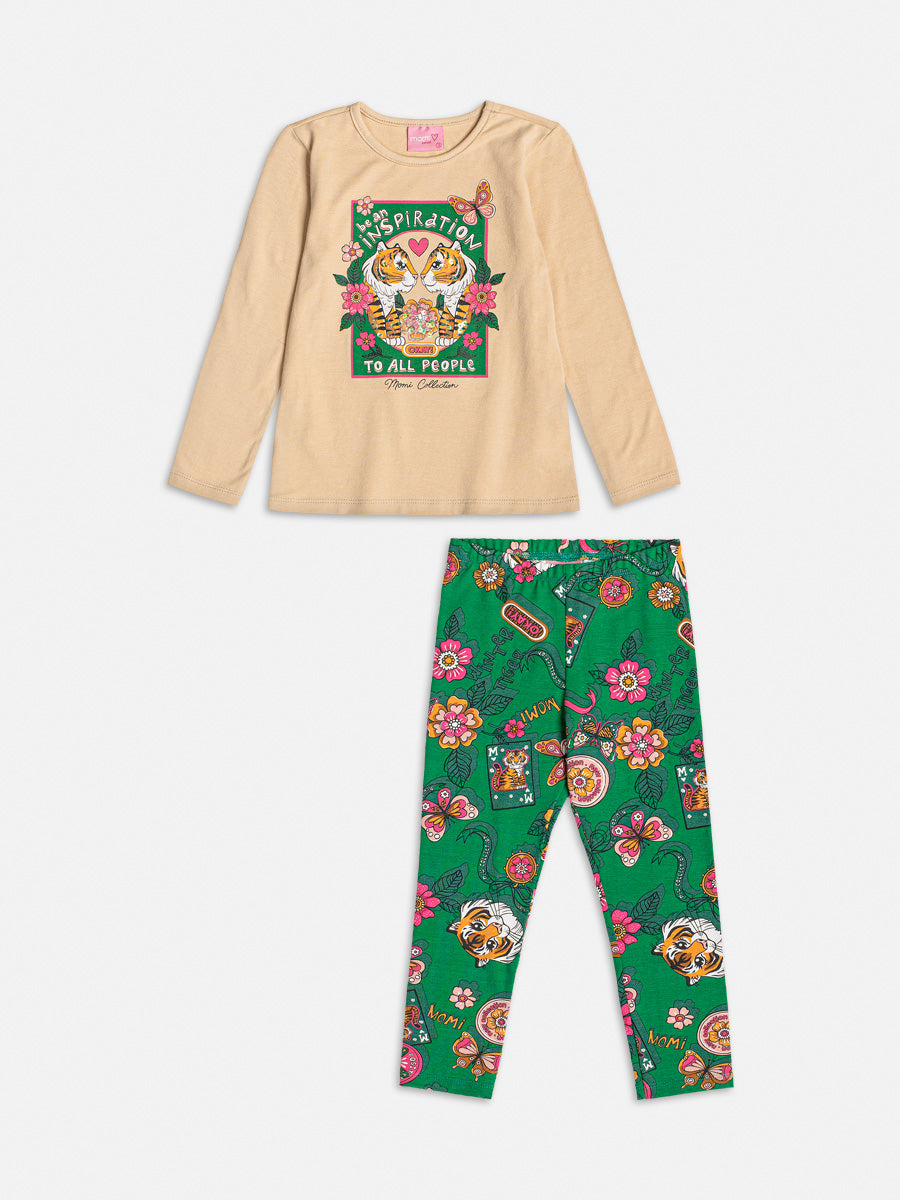 Conjunto Infantil Momi Inverno Legging e Blusa Tigre Love