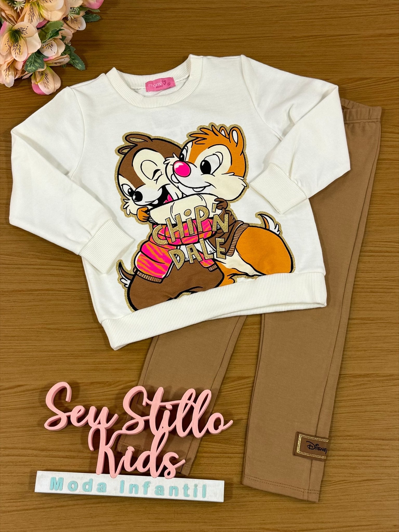 Conjunto Infantil Momi Inverno Legging e Moletom Tico e Teco Disney