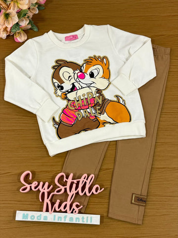 Conjunto Infantil Momi Inverno Legging e Moletom Tico e Teco Disney