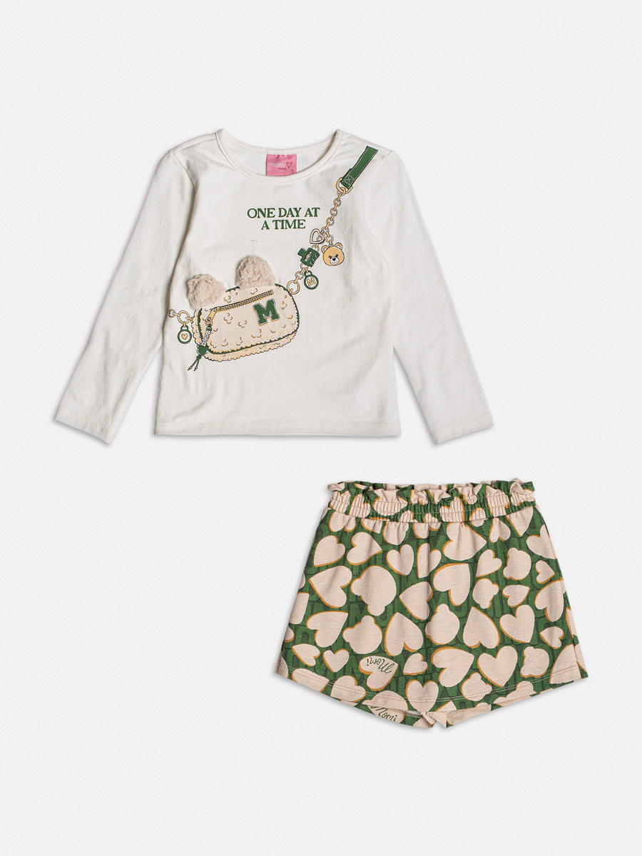 Conjunto Infantil Momi Inverno Shorts Saia e Blusa Bolsinha