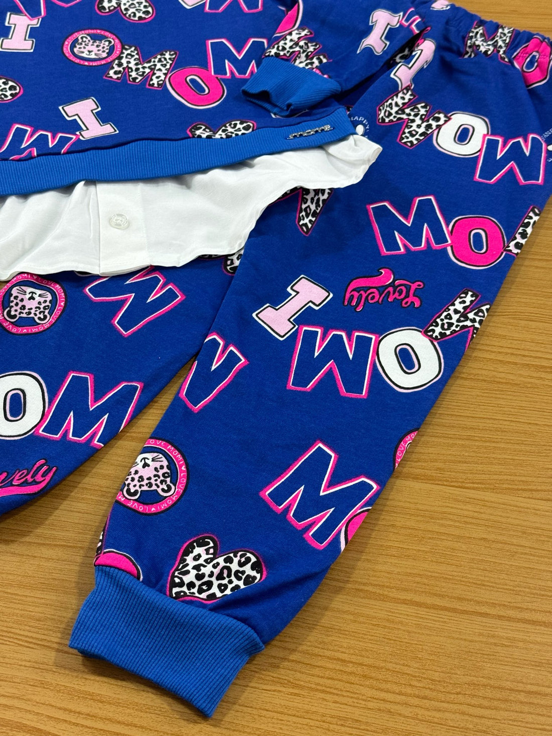 Conjunto Infantil Momi Inverno Calça Azul e Moletom Sem Flanela Letras Oncinha