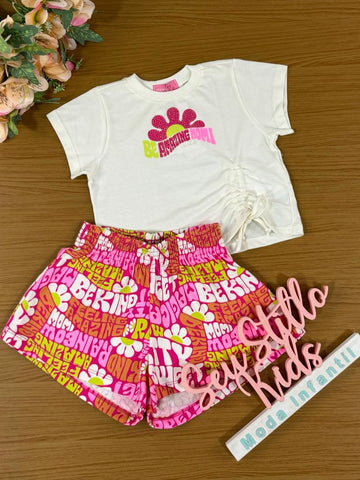 Conjunto Infantil Momi Verão Com Shorts e Blusa Amazing Rosa