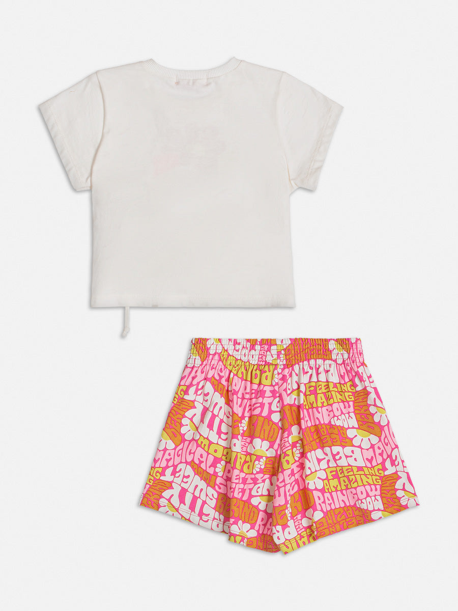 Conjunto Infantil Momi Verão Com Shorts e Blusa Amazing Rosa