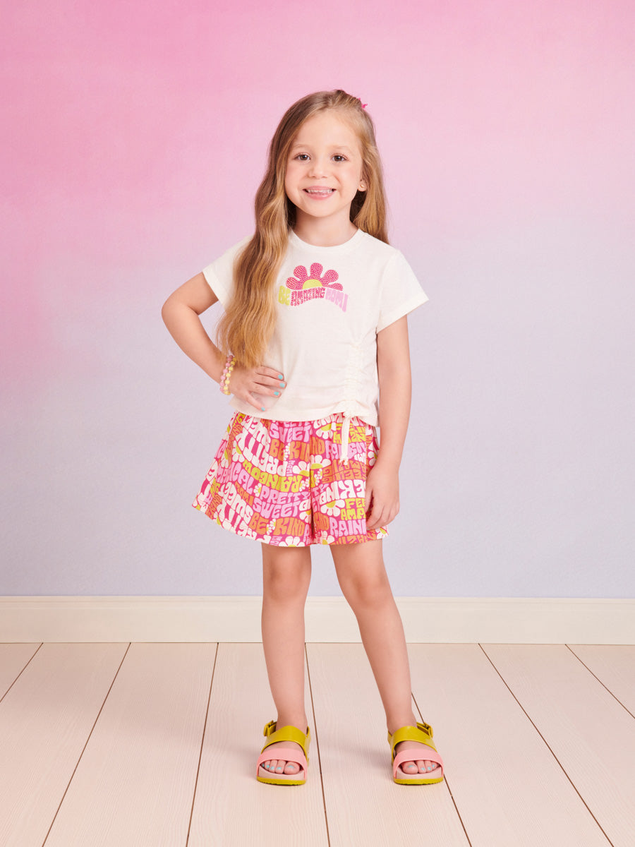 Conjunto Infantil Momi Verão Com Shorts e Blusa Amazing Rosa