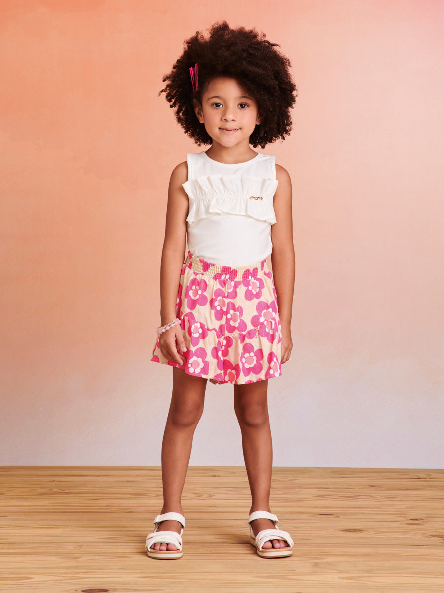 Conjunto Infantil Momi Verão Com Shorts e Blusa Florzinha