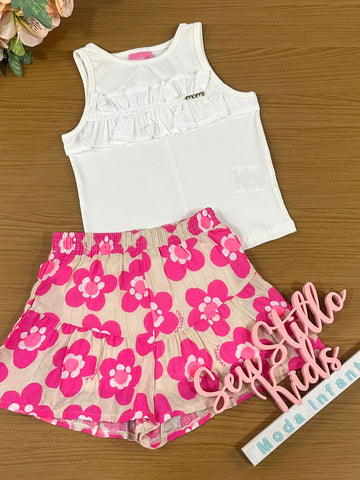 Conjunto Infantil Momi Verão Com Shorts e Blusa Florzinha