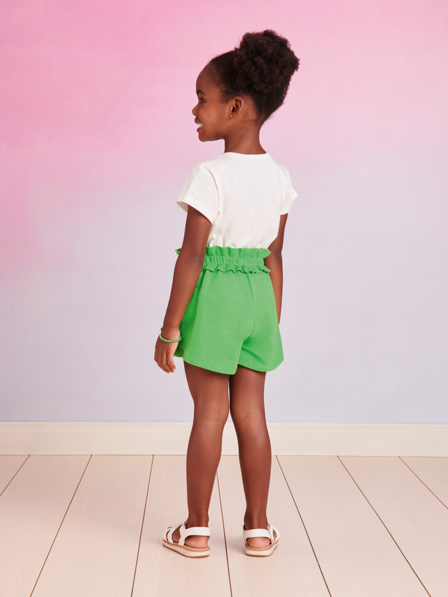 Conjunto Infantil Momi Verão Com Shorts e Blusa Branca Lovely Flor