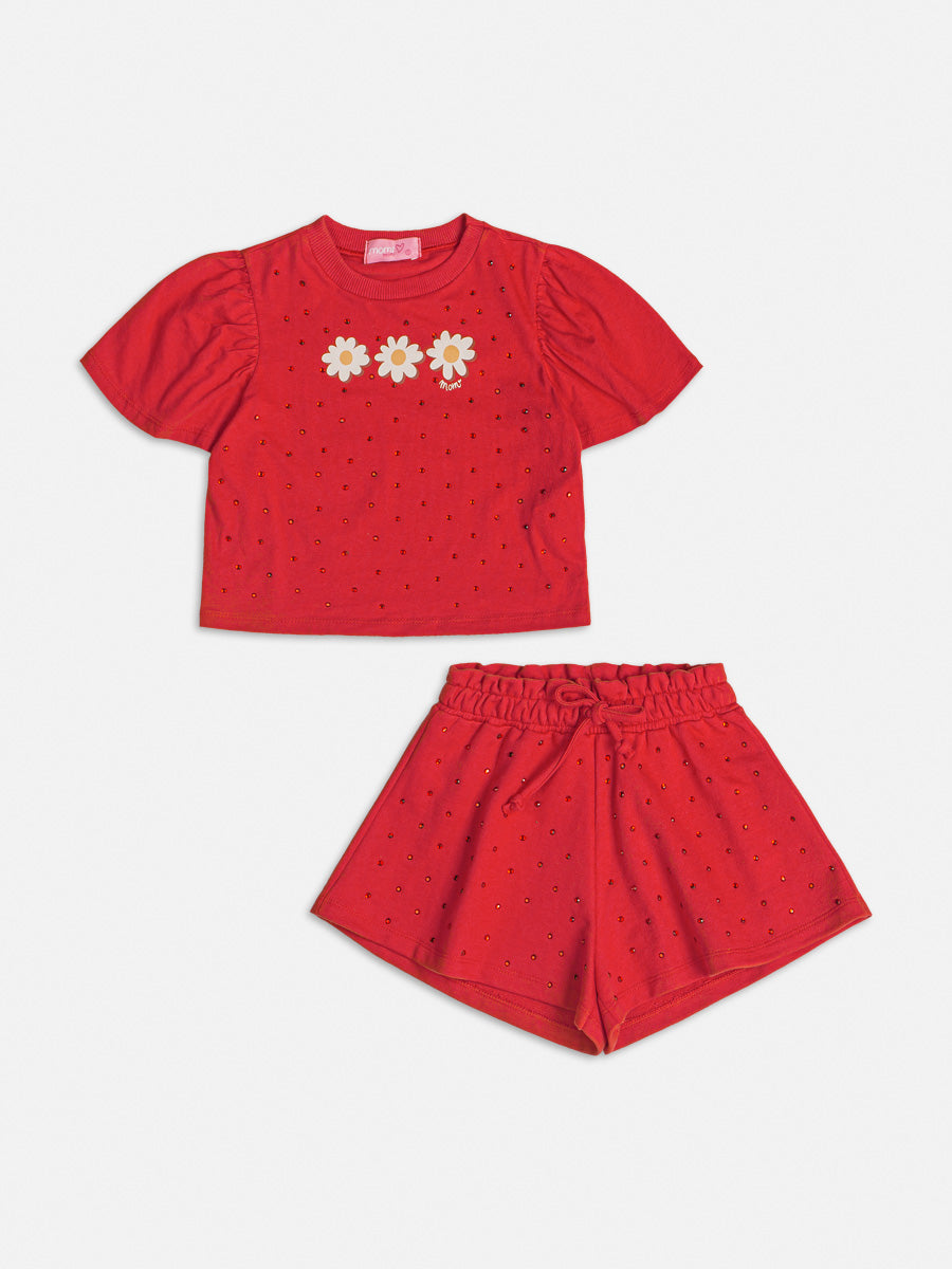 Conjunto Infantil Momi Verão Com Shorts e Blusa Strass