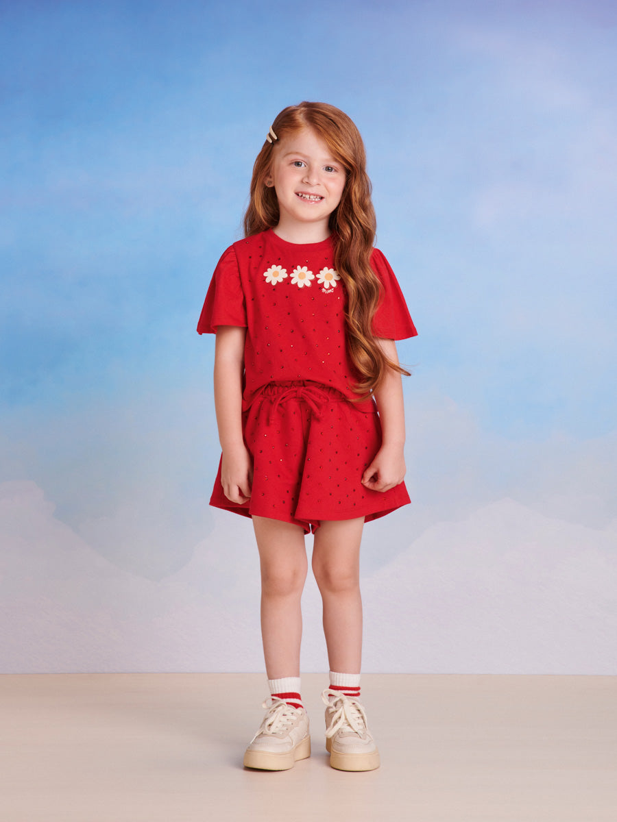 Conjunto Infantil Momi Verão Com Shorts e Blusa Strass