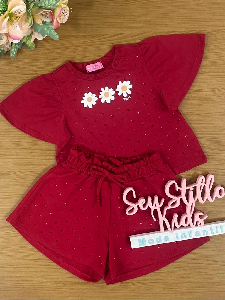 Conjunto Infantil Momi Verão Com Shorts e Blusa Strass